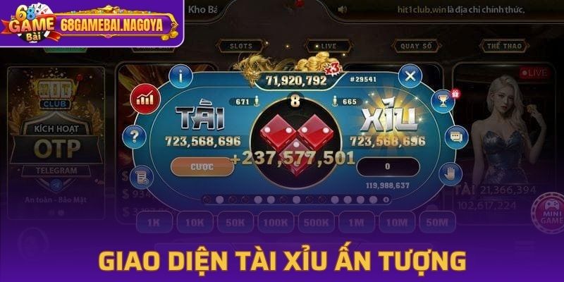 Giao diện sảnh cược Tài Xỉu MU88